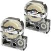PRESTIGE CARTRIDGE E-AT12KWtwoV2, 2 Nastri LC-4TBN LC-4TBN9 ST12KW nero su trasparente 12mm x 8m, compatibili per Epson LabelWorks LW-300 LW-300L LW-400 LW-500 LW-600P LW-700 LW-900P LW-1000P