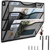BOHDK Organizer da parete, 3 cartelle portadocumenti da appendere, organizer per posta, verticale in rete metallica, porta documenti da appendere alla parete o alla porta, con ganci, per casa e