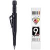 JOMPENS Set di matite meccaniche retrattili in grafite, 2,8 mm, per falegnameria, falegnameria, per fori profondi, copertura protettiva resistente, con temperamatite integrato e 1 scatola di ricarica di mine