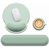 Gusmigus Set 3-in-1 Poggiapolsi Per Tastiera & Tappetino Mouse Ergonomico - Con Cuscinetto In Gel & Schiuma Memory, Base Antiscivolo, Sollievo Dal Dolore Per Gaming, Ufficio E Smart Working, Verde