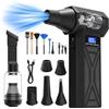 YAMIQUI Soffiatore Aria Compressa Portatile, 2 in 1 soffiatore Elettrico Batteria | 150000RPM 4 Velocità Vacuum Cleaner con Display LCD Soffiatore per la Pulizia di Computer Divani Tastiere e Automobili