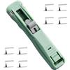 Generic 1 pinzatrice da scrivania per documenti di ufficio, materiale scolastico, con 8 clip riutilizzabili in acciaio inossidabile (verde)