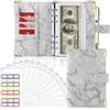 Generic Marble Notebook Money Organizer Supplies 6 Ring Binder PU Leather A6 Notebook Zipper Envelope for(1set)