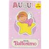 Dream' s Party Biglietto di Auguri per il BATTESIMO della bimba bambina - con disegno angioletto ROSA - Effetto telato biglietto augurale completo di busta - MADE IN ITALY