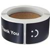 Generic 120 pezzi per rotolo nero bianco smiley face Thank You adesivo sigilli etichetta di ringraziamento per buste di fiori panetteria regalo fai da te imballaggio nero