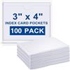 Outus Confezione da 100 buste autoadesive per schede con apertura superiore per il caricamento, ideali per organizzare e proteggere le tue carte indice, in plastica trasparente (8,9 x 10,1 cm)
