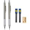 MROOFUL Set di portamine completamente in metallo con mine da 0,3, 0,5, 0,7, 0,9, 1,3, 2 mm