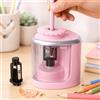 Generic Temperamatite semi-automatico da scrivania, con design a pressione, scatola per trucioli e supporto rimovibile per taglierino (rosa)