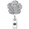 Generic Porta badge per ufficio, per adulti, con bobina, a forma di rosa, per nome, tesserino identificativo, badge ospedaliero (grigio)