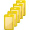 Generic Confezione da 5 portabadge scorrevoli rigidi gialli verticali in plastica, custodia protettiva per carte con finestra trasparente per ufficio, scuola, carte d'identità, carte di credito, carte chiave