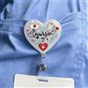Generic Porta badge infermiera con cuore glitterato in acrilico - Design con elementi medici per infermieri | Clip porta badge retrattile per operatori sanitari | Regalo ideale per l'apprezzamento delle