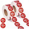 Generic 2000 adesivi rotondi da 1 pollice 20% di sconto etichette di sconto rosso adesivi di vendita marcatori di prezzo tag ridotti segni promozionali per negozi al dettaglio supermercati negozi eventi di
