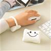 Generic Poggiapolsi in morbido tessuto felpato, cuscino di supporto ergonomico per ufficio, gioco e lavoro (faccina sorridente bianca)