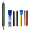 MROOFUL Set di matite meccaniche in metallo da 5,6 mm con mina a 4 colori + mina nera (2B/4B/6B/8B) per falegnami, marcatura, ingegnere, disegno, ingegnere, schizzi, scrittura, matita automatica