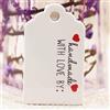 Generic 100 etichette regalo rettangolari in carta con scritta fatta a mano con cuore per arti fai da te, artigianato, San Valentino, matrimoni, feste, confezioni regalo, gioielli, espositore, bianco, 50 x 30