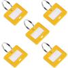 Generic Targhette portachiavi in plastica con anello diviso, etichetta identificativa per bagagli, 28 x 22 mm, giallo, 5 pezzi