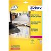 Avery L7950-20 Etichette adesive bianche per Identificare Cavi Elettrici, 45 x 40 mm, 24 etichette per Foglio, confezione da 20 Fogli, ultra resistenti, stampanti laser