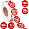 Generic 1000 adesivi con sconto del 30%, autoadesivi rotondi da 2,5 cm, adesivi con sconto del 30% su adesivi pratici per promozioni, etichette di vendita per negozi al dettaglio, supermercati, negozi (rosso)