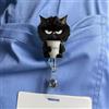 Generic Simpatico gatto nero scontroso nella tazzina da tè, clip per badge retrattile con design Nope, porta documenti facile da aprire per infermieri, medici, studenti, LPN - Regalo per professionisti medici