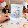 Generic 1 biglietto di auguri di compleanno pop-up 3D, design con simpatico orso e torta di coniglietto con adesivi, biglietto vuoto e busta, sorpresa di compleanno pieghevole per gli amici (blu, 11 x 11 cm)