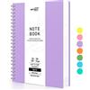 RETTACY A4 Blocco per Appunti, Quaderno, Quaderni a Spirale, 150 Fogli/300 Pagine per Scrivere, 100 G/mq Carta College a Righe, Copertina in PVC, 21,5 x 27,9 cm - Viola