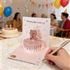 Generic 1 biglietto di auguri di compleanno pop-up 3D - Simpatico design con torta di orso e coniglietto con adesivi, biglietto vuoto e busta, sorpresa di compleanno pieghevole per gli amici (marrone, 11 x 11