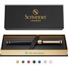 Scriveiner Pen, Splendida Penna Roller in Lacca Nera, Finitura Placcato in Vero Oro, Refill Inchiostro, Penne Eleganti, Professionali, da Ufficio, Idee Regalo per Lui e per Lei
