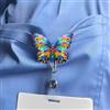 Generic Porta badge retrattile in acrilico con farfalla arcobaleno, con clip a coccodrillo, regalo vivace per infermieri, medici, impiegati, amanti delle farfalle, XPJ-82