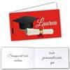 Mr Pubblicità - STAMPA INCLUSA su 2 lati- n. 60 Bigliettini Bomboniera Laurea personalizzati- Biglietti Sacchetti Confetti laurea, Cadò, biglietti auguri laurea, personalizzabili (rosso2)