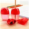 Generic Confezione da 3 temperamatite in plastica rossa a foro singolo temperamatite manuale con coperchio