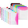 LokarStar Cartellina in plastica formato A4, perforata, 11 fori, espandibile, per cartelline portadocumenti a 2/3/4 anelli, con bottone a pressione ed etichetta, fogli sfusi, trasparenti, per ufficio, scuola