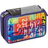 COMIX FLASH- Astuccio Scuola, Astuccio 3 Scomparti per Bambini e Bambine, con Set Cancelleria Completo, 5 Etichette Portanome e Pratiche Chiusure a Zip, 13x20Hx7 cm, Enjoy Genius