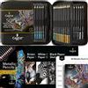 Castle Art Supplies Set di 48 Matite Metallizzate Colorate - con Extra | Anime in cera con tonalità scintillanti per professionisti, artisti adulti e coloristi - solida custodia cernierata