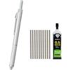 MROOFUL Penna a sfera retrattile 4 in 1 in metallo multicolore da 0,7 mm, con 3 ricariche per penna a sfera a sfera colorata + 1 mina in metallo, set con sensore di gravità (argento)