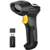 Inateck Lettore di codici a barre senza fili 1D, scanner Bluetooth wireless, portata trasmissione 100 m, legge codici su schermo, P7