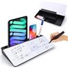 UBBOY Lavagna Cancellabile Scrivania in Vetro, 39×18cm con Portaoggetti | 3 pennarelli, cancellino, 2 bloc notes - supporto telefono & tablet, per ufficio, smart working e studenti