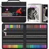 HIFORNY Set di 128 matite colorate per adulti - 120 matite colorate con album da disegno, libro da colorare, frullatore, brunitore, gomma, temperamatite e tabella dei colori - in custodia resistente