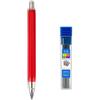 MROOFUL Portamine a 5 colori da 5,6 mm, frizione automatica, con 4 mine 2B4B6B8B, 5,6 mm, matita meccanica da carpentiere, grafite per bozze e scrittura (rosso)
