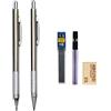 MROOFUL Set di matite meccaniche da 0,3 0,5 0,7 0,9 1,3 2,0 mm, interamente in metallo, per disegno artistico, pittura, matite automatiche, con mine per ufficio e scuola (matita da 1,3 mm, 2,0 mm)