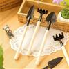 Generic Set di 3 attrezzi da giardino - Cazzuole e coltivatore in metallo, pale in miniatura in lega di alluminio e rastrello per piante grasse, scavare e piantare, nero
