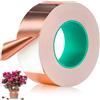 TEWWCEO 25m x 50mm Nastro Lamina Rame, Nastro Bifacciale Conduttivo in Pellicola di Rame Nastro di Rame Adesivo Autoadesivo Nastro in Schermatura EMI, Anti Lumache per orto per Proteggere Le Piante