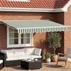 Kaloriko Tenda da sole retrattile con LED verde e bianco 3 x 2,5 m per giardini e terrazze, schermatura estensibile con bracci robusti, con telecomando e materiali resistenti agli agenti atmosferici