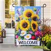 Generic Bandiera da giardino con girasole per esterni, verticale su entrambi i lati, in iuta, benvenuto, giardino, piccola bandiera per cortile, decorazione per la casa, casa per le vacanze, fattoria