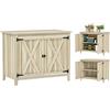 Outsunny Armadio da giardino in legno con doppie ante e mensole, armadio da giardino, armadio con attrezzi, 110 x 60 x 88,5 cm, naturale