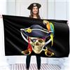 KASKANA Bandiera Dei Piranti 90 X 150 Cm Con Occhielli, Grande Bandiera Dei Pirati Per Bambini, Stampa Digitale Vivida, Bandiera Jolly Roger, Doppia Cucitura