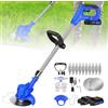 Rigogo Decespugliatore senza fili, 21 V, taglio cordoli, 15 cm, larghezza di taglio 10000 giri/min, 10 x lama in metallo e 2 x seghe circolari, 2 batteria 1,5 Ah e caricatore