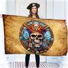 KASKANA Bandiera Dei Pirati Grande Con Occhielli, Stampa Digitale Vivida, Doppia Cucitura, Poliestere, 90 X 150 Cm, Nero, Per Bambini, Halloween, Festa Di Compleanno