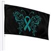 Lawenp Bandiera 3 X 5 Nastro Cancro Ovarico 100% Poliestere Singolo Strato Bandiere Traslucide 90 X 150 Cm - Striscione 3' X 5'