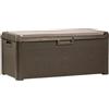 Toomax Santorini baule da 550L multiuso 148x72x64h cm, finitura effetto rattan colore marrone, in plastica resistente anti UV, doppia funzione contenitore e seduta, ideale per esterni