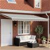 Kaloriko Cornice per Tenda da Sole Manuale con LED Antracite e Bianco 4 × 3 metri per Esterni con Bracci Retrattili, Design Semi-Cassettato, Compatibile con Telecomando Elettrico, Facile da Montare